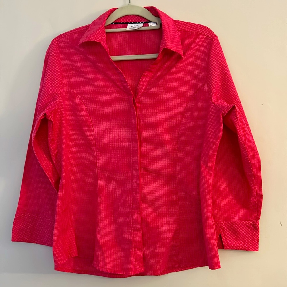 Riders by Lee,  women’s pink/ red long sleeves hidden buttons shirt